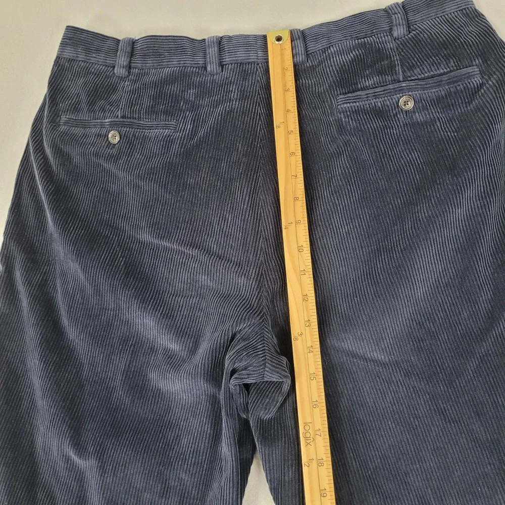 Brooks Brothers Corduroy Pants Mens 38x27* Navy Blue Elliot Pleated 100% Cotton‎